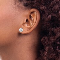 14K 8mm Yellow Gold Clear Crystal Round Ball Post Earrings view 3