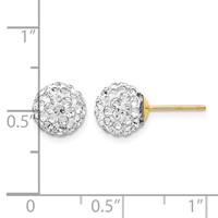 14K 8mm Yellow Gold Clear Crystal Round Ball Post Earrings view 4