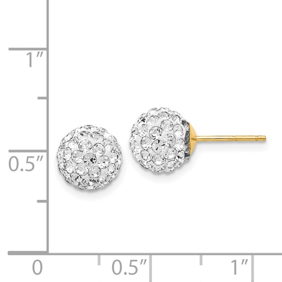 Gold Crystal Ball Post Earrings