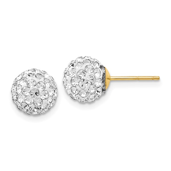 Gold Crystal Ball Post Earrings