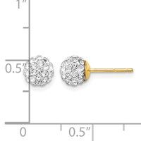 14K 6mm Yellow Gold Clear Crystal Round Ball Post Earrings view 4