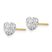 14K 6mm Clear Crystal Heart Post Stud Earrings view 2