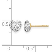 14K 6mm Clear Crystal Heart Post Stud Earrings view 4