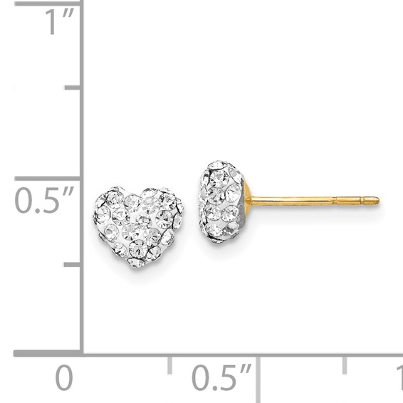 14K 6mm Clear Crystal Heart Post Stud Earrings