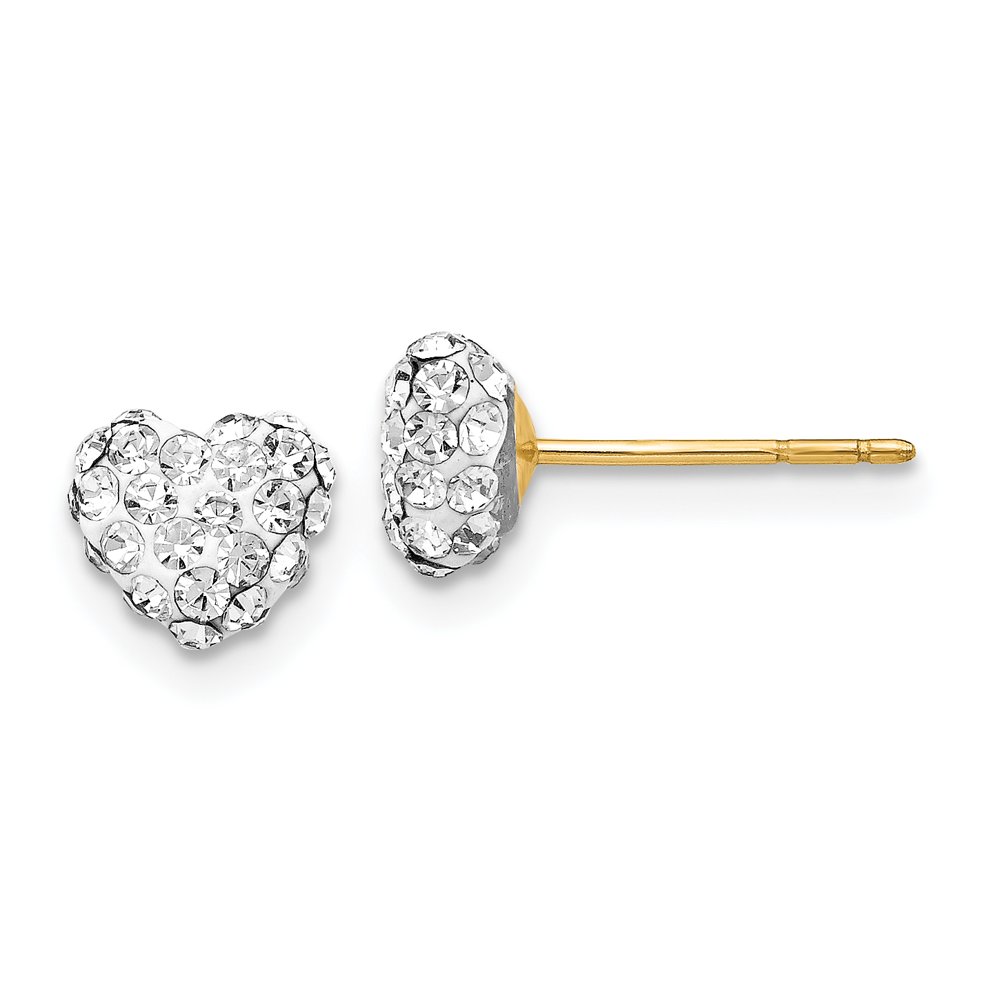 14K Post 6mm Crystal Heart Post Stud Earrings (YE1547)