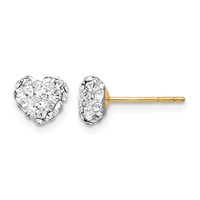 14K 6mm Clear Crystal Heart Post Stud Earrings view 1