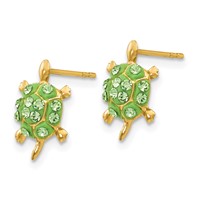 14K Light Green Crystal Turtle Post Earrings view 2