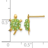 14K Light Green Crystal Turtle Post Earrings view 4