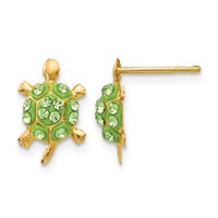 14K Light Green Crystal Turtle Post Earrings view 1