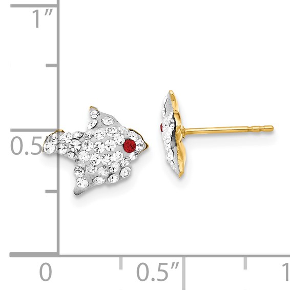 14ky Red & Clear Crystal Bird Post Earrings