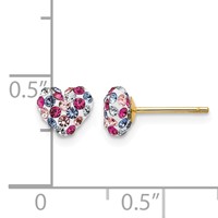 14K 6mm Multi-colored Crystal Heart Post Earrings view 4