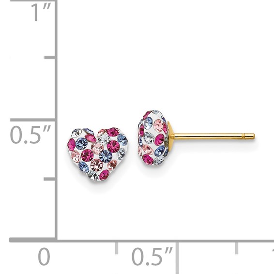 14k 6mm Multi-colored Crystal Heart Post Earrings