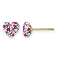 14K 6mm Multi-colored Crystal Heart Post Earrings view 1