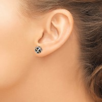 14K 8mm Yellow Gold Leopard Pattern White Black Yellow Crystal Round Ball Post Earrings view 3