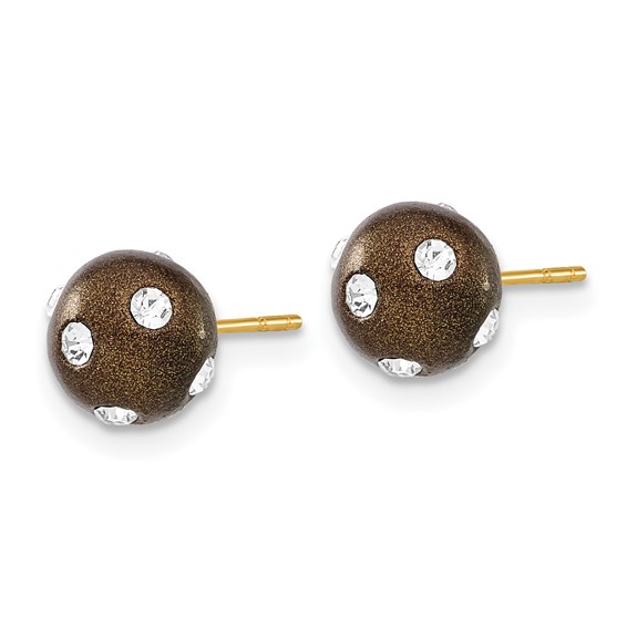 14k Crystal Brown 7.3mm Post Earrings