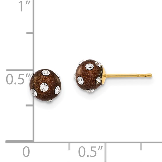 14ky Crystal Brown 6mm Post Earrings