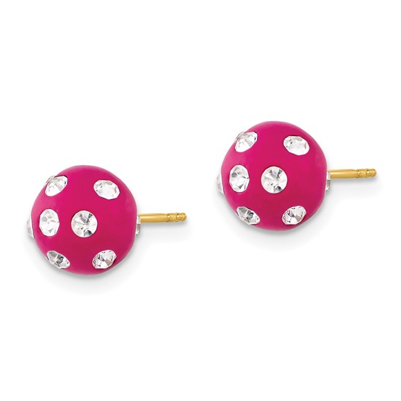 14ky Crystal Fuchsia 8mm Post Earrings