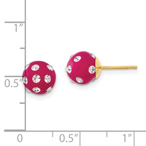 14ky Crystal Fuchsia 8mm Post Earrings
