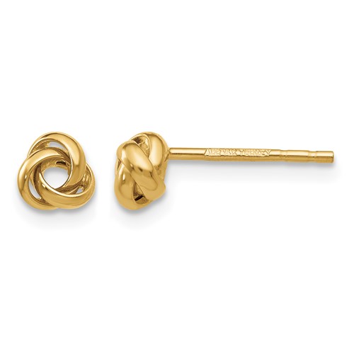 14K 5mm Yellow Gold Polished Love Knot Post Earrings