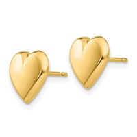 14K 10mm Yellow Gold Polished Heart Post Earrings view 2