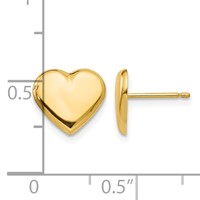 14K 10mm Yellow Gold Polished Heart Post Earrings view 4