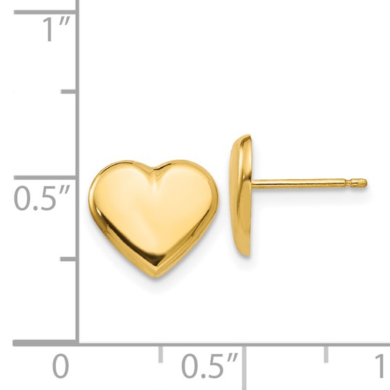 14k 10mm Polished Heart Post Earrings