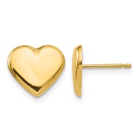 14K 10mm Yellow Gold Polished Heart Post Earrings view 1