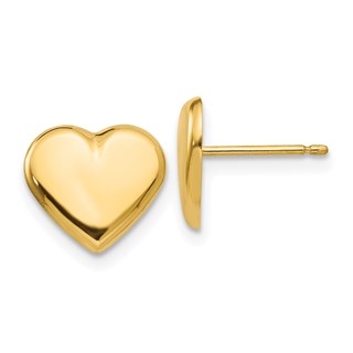 14k 10mm Polished Heart Post Earrings