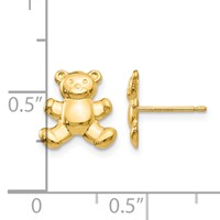 14K Yellow Gold Teddy Bear Post Earrings view 4