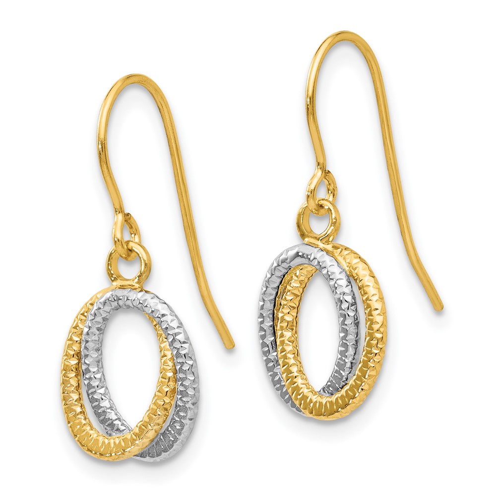 14k Two-tone Textured Fancy Dangle Earrings (YE1661)