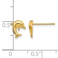 14K Yellow Gold Small Dolphin Post Earrings view 4