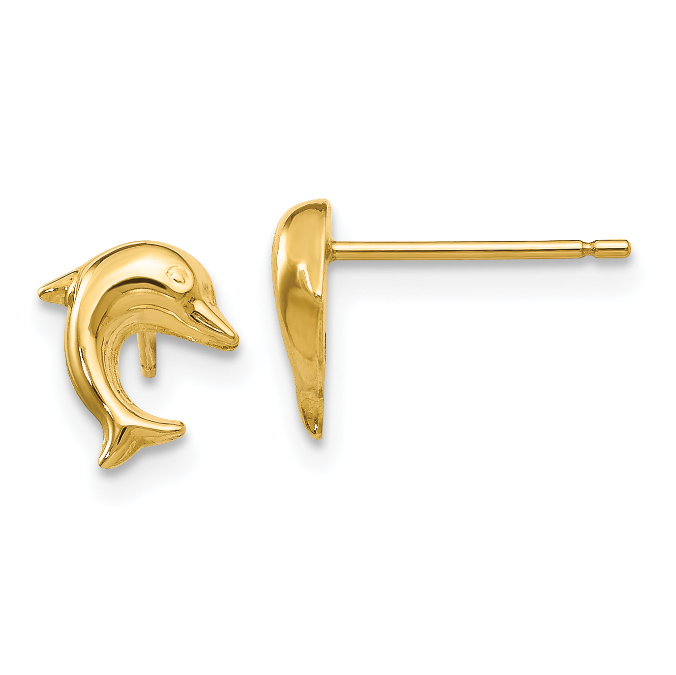 14k Small Dolphin Post Earrings (YE1668)