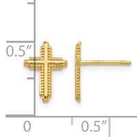 14K Yellow Gold Polished Cross Post Earrings view 4