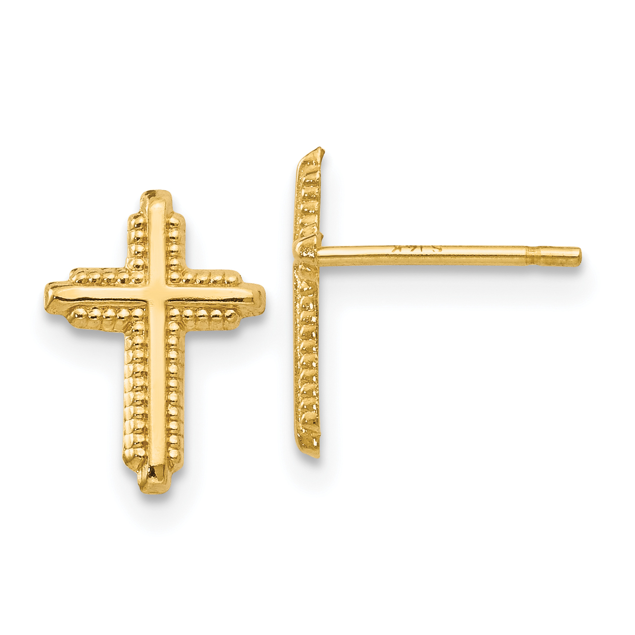14K Yellow Gold Polished Cross Post Earrings YE1675 886774285085 | eBay