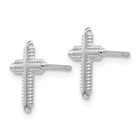 14K White Gold Polished Cross Post Earrings view 2
