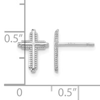 14K White Gold Polished Cross Post Earrings view 4