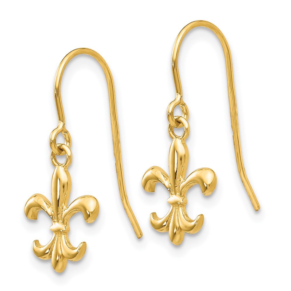 14k Fleur de lis Dangle Earrings (YE1677)