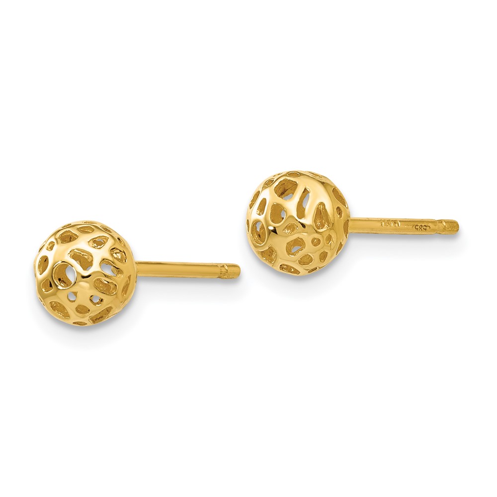 14K Yellow Gold Small Fancy Ball Post Earrings (YE1687)