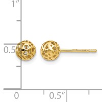 14K 5.5mm Yellow Gold Fancy Pierced Ball Post Earrings view 4