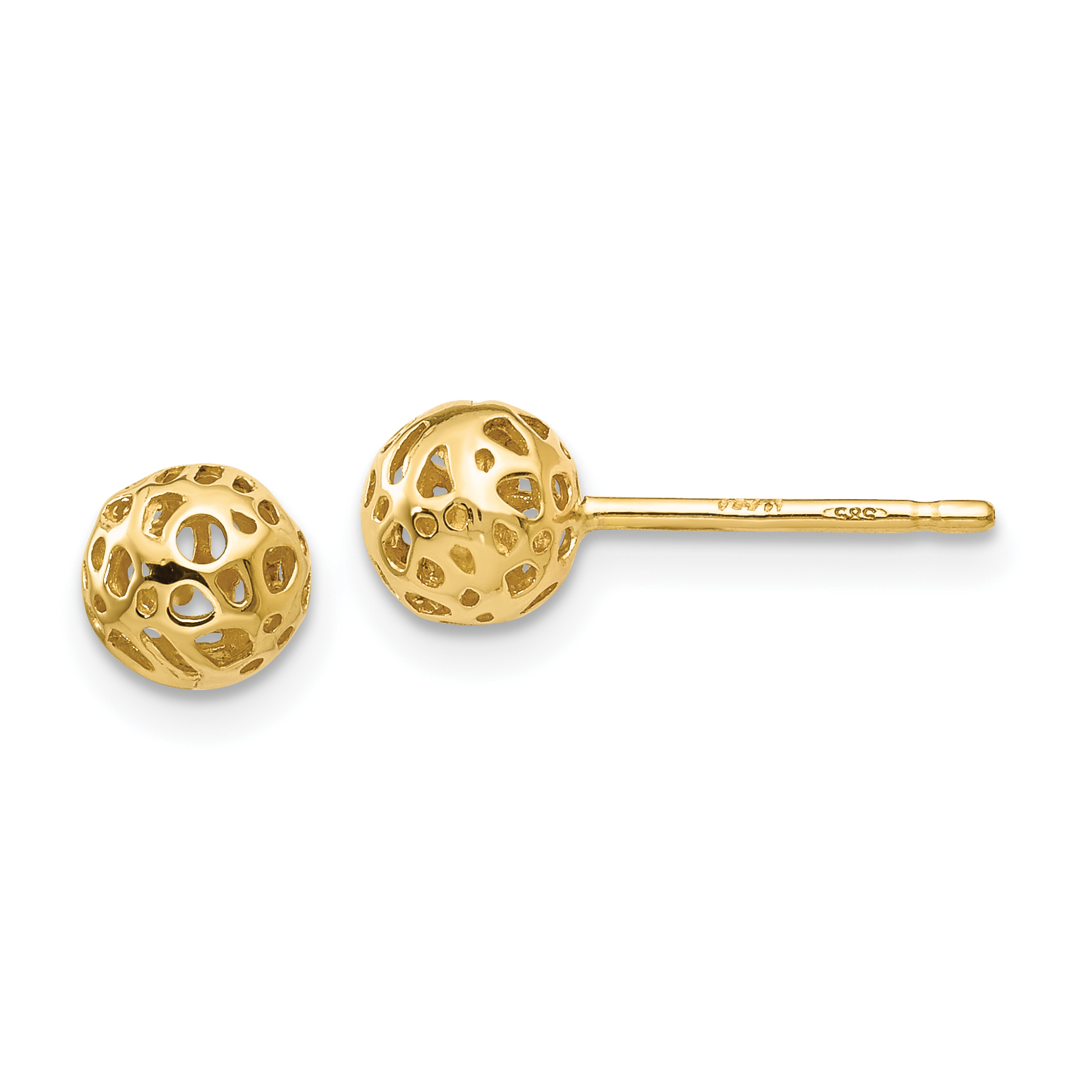 14K Yellow Gold Small Fancy Ball Post Earrings (YE1687)