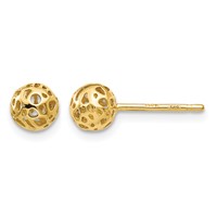 14K 5.5mm Yellow Gold Fancy Pierced Ball Post Earrings view 1