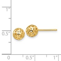 14K 6.5mm Yellow Gold Fancy Pierced Ball Post Earrings view 4