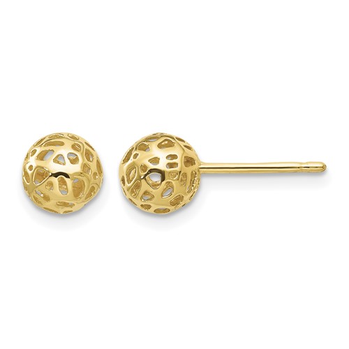 14K 6.5mm Yellow Gold Fancy Pierced Ball Post Earrings