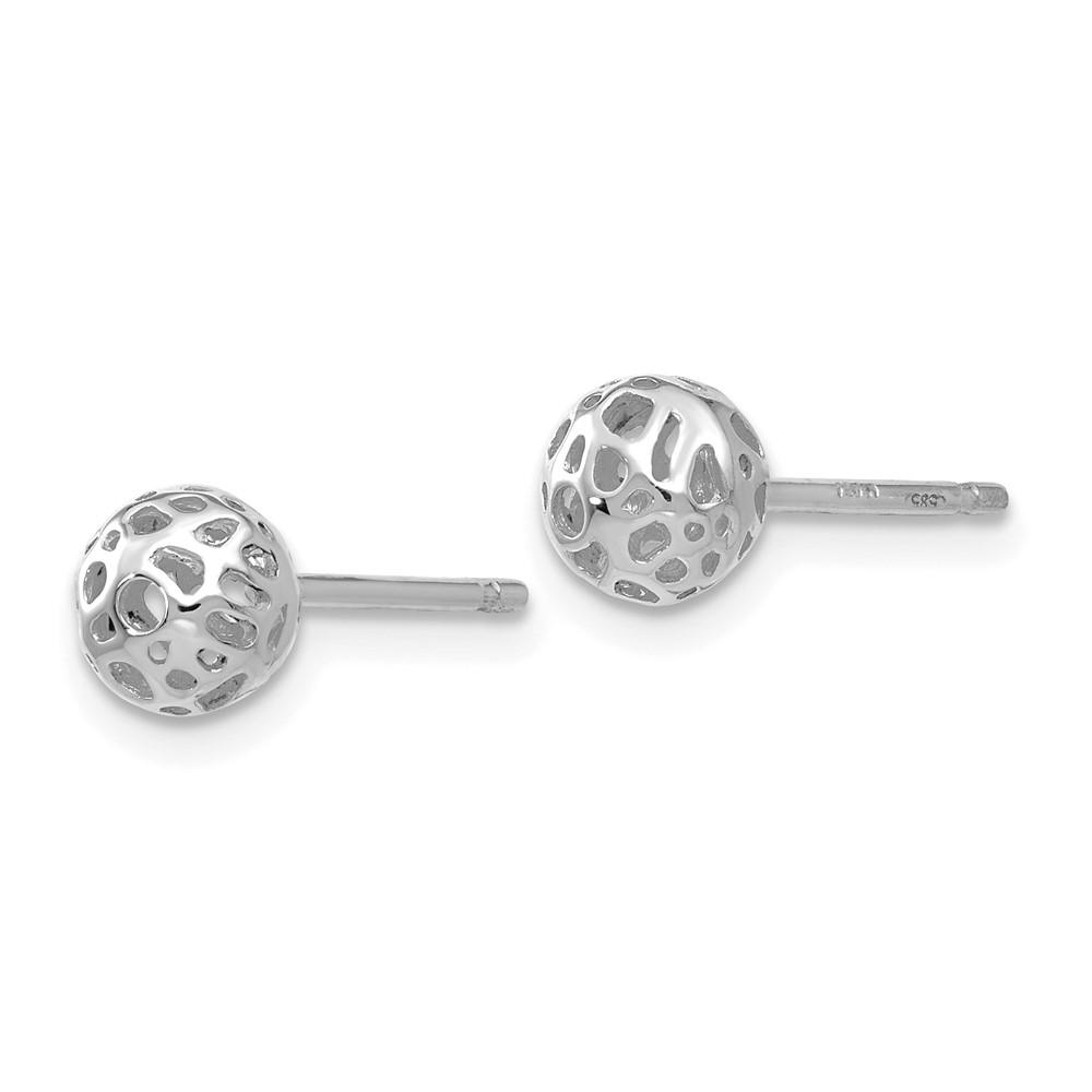 14K White Gold Small Fancy Ball Post Earrings (YE1691)