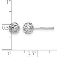 14K White Gold 5.5mm Fancy Pierced Ball Post Earrings view 4