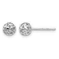 14K White Gold 5.5mm Fancy Pierced Ball Post Earrings view 1