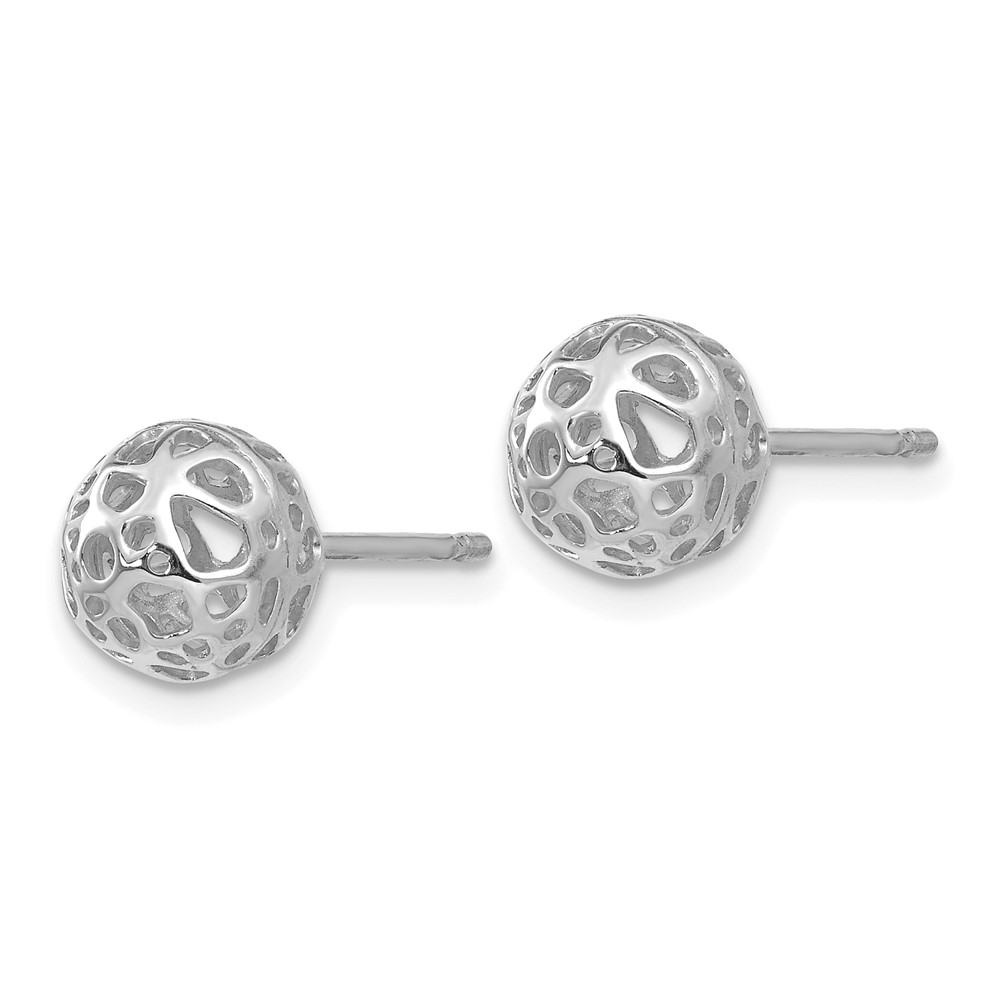 14K White Gold Medium Fancy Ball Post Earrings (YE1693)