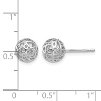 14K White Gold 7.5mm Fancy Pierced Ball Post Earrings view 4