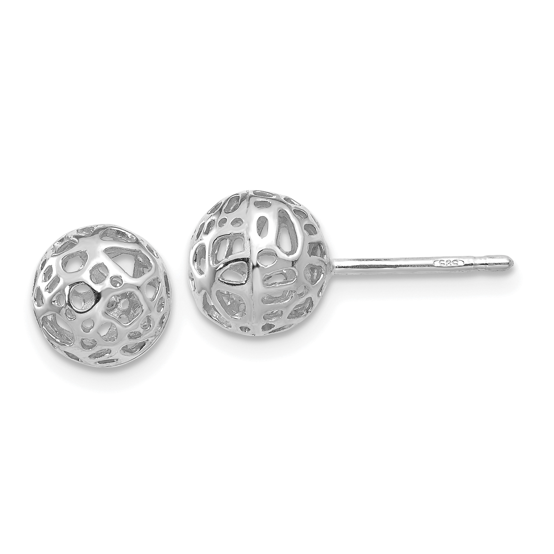 14K White Gold Medium Fancy Ball Post Earrings (YE1693)