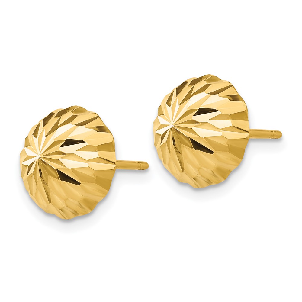 14k Gold Diamond-cut 10mm Domed Post Earrings (YE1695)